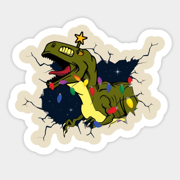 Late T-Rex Dino Trex Funnx Christmas Sticker by shirtontour